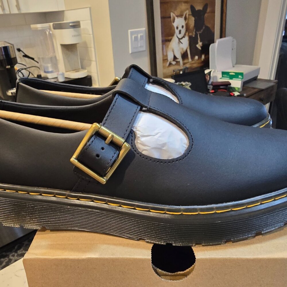 Dr. Martens Zavala Chunky Mary Jane Platform T-Bar Leather Shoes Men's 10 Black - Picture 6 of 10